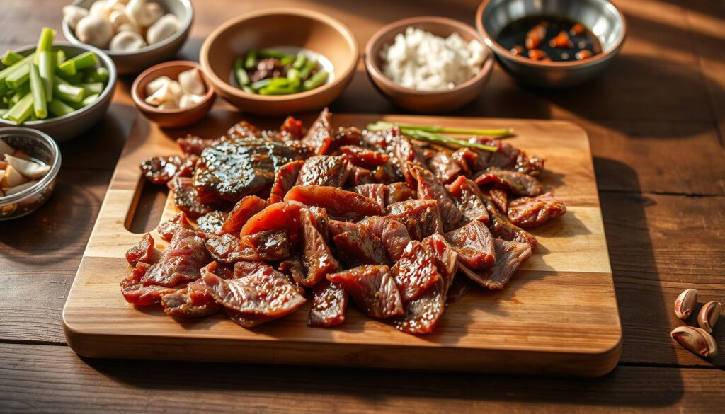 preparing beef for bulgogi preparing beef for bulgogi